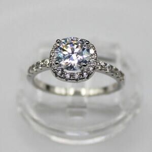 Elegant 925  Sterling Silver Moissanite  Engagement Wedding Ring Size 6